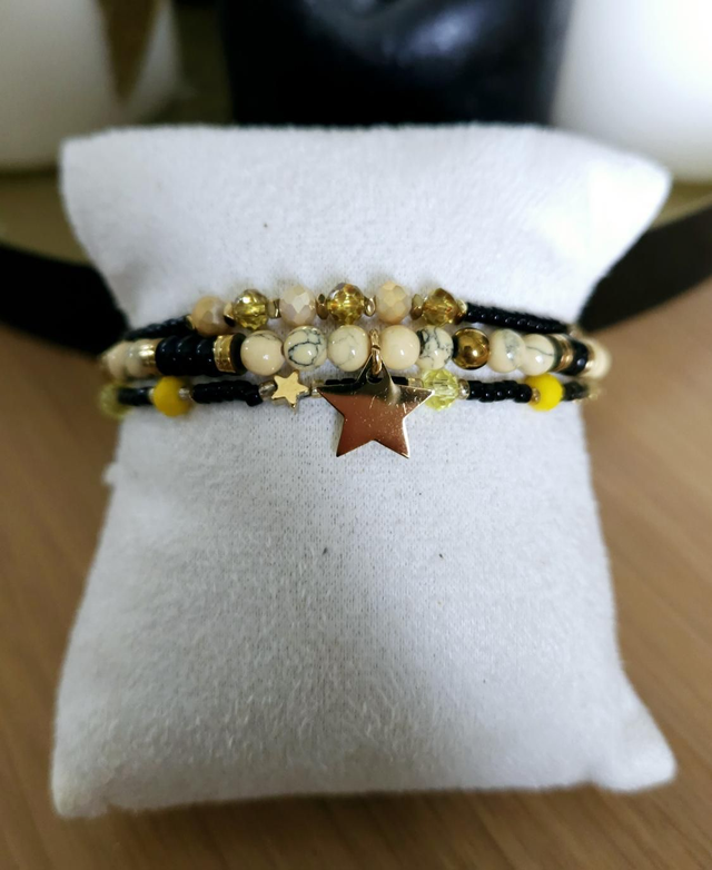 Bracelet triple rangs pendentif étoile 