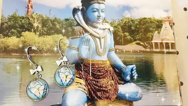 Boucles d&#039;oreilles pendant   cabochon  &quot; papillon low&quot;