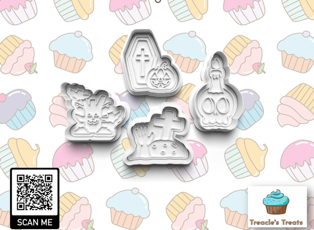 Halloween Graveyard Fondant/cookie stamps with cutters