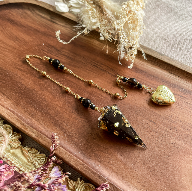 Pendule obsidienne médaillon souvenir