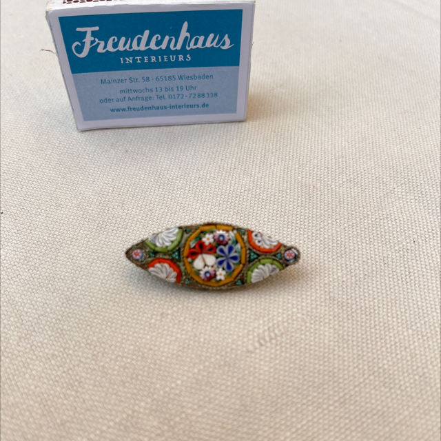 Antike Micro  Mosaik Glas  Brosche Italien 1910 