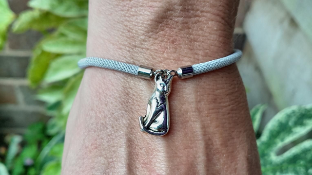 Light Blue kids bracelet with a Cat Charm