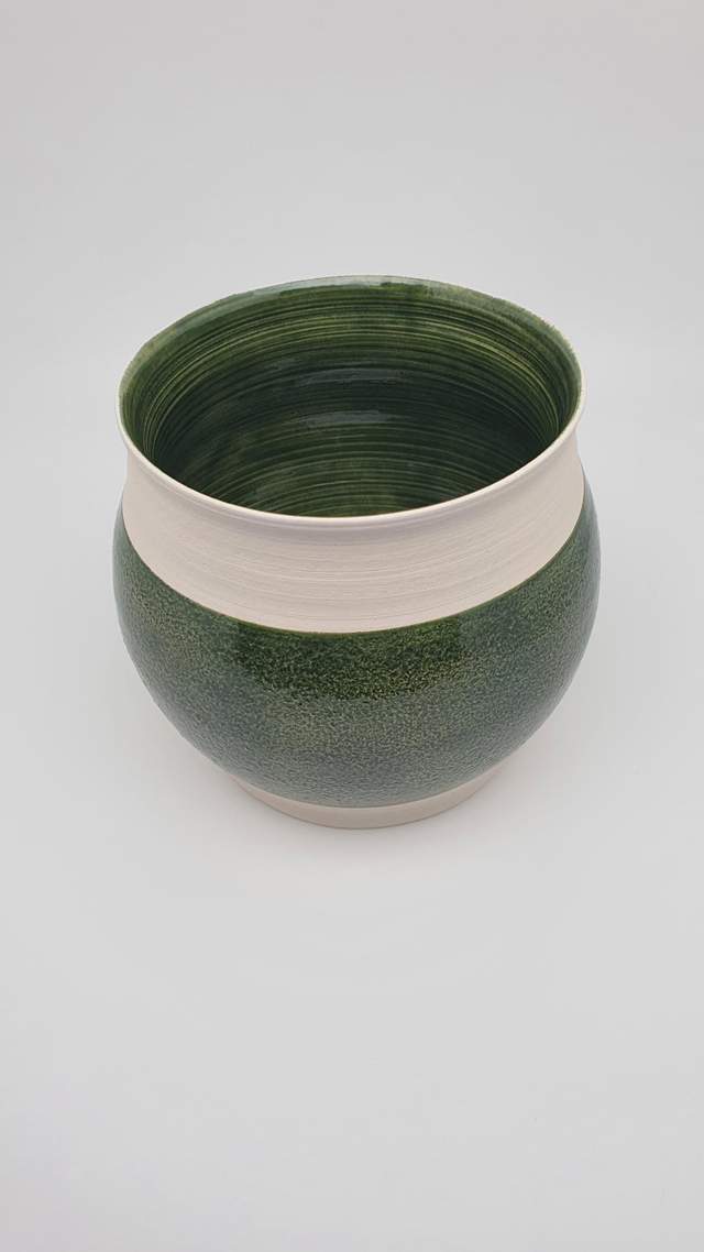 Vase En Faïence Vert Feuille 