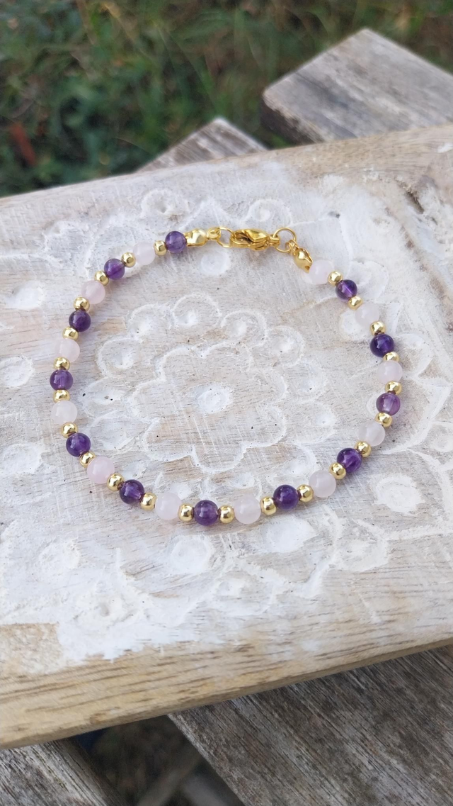Bracelet et Quartz Rose et Améthyste 