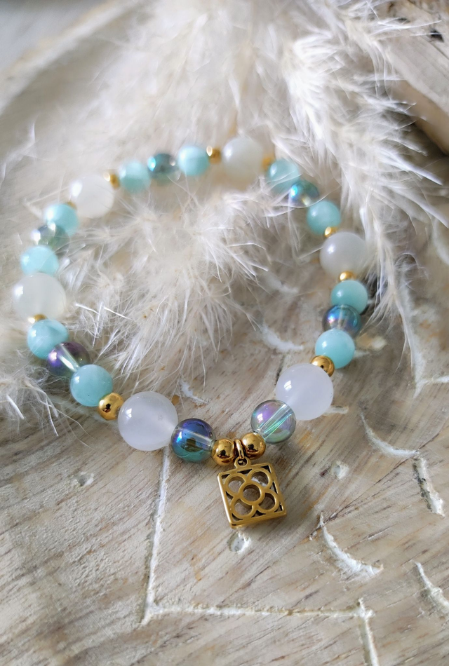 Bracelet "Énergie Féminine" Garniérite et Pierre de lune