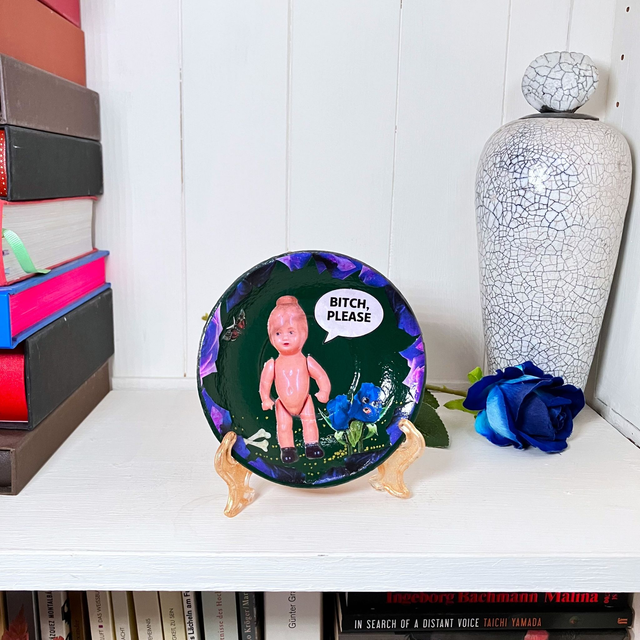 "Bitch, Please" Dark Green Upcycled Trinket Dish - House of Frisson