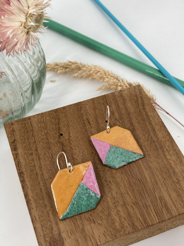 Boucles d'oreilles géométriques Cubes |Près du feu