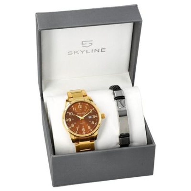 montre homme Skyline bracelet doré 