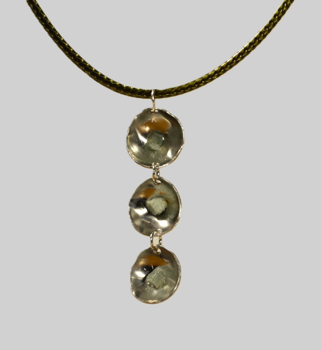Triple Domed Pendant with Green Aventurine Chips