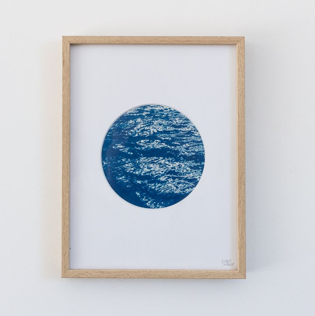 Ondes - Cyanotype encadré - 18x24 cm