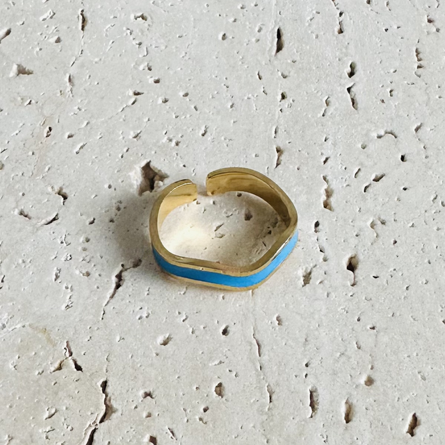 Ring blauw goud
