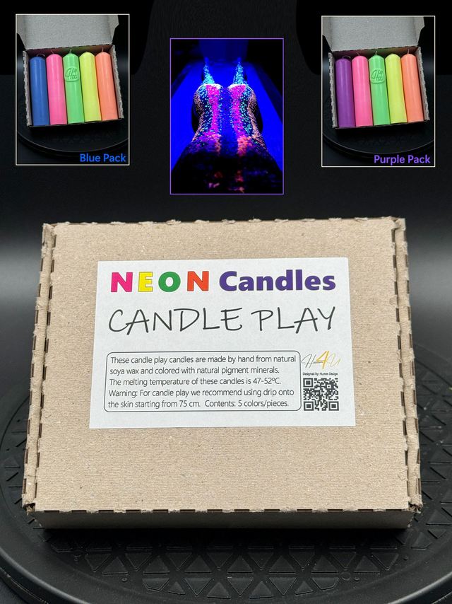 Neon Candles Set - 5 Soya Wax Fluoriserende kaarsen voor UV Candle Play