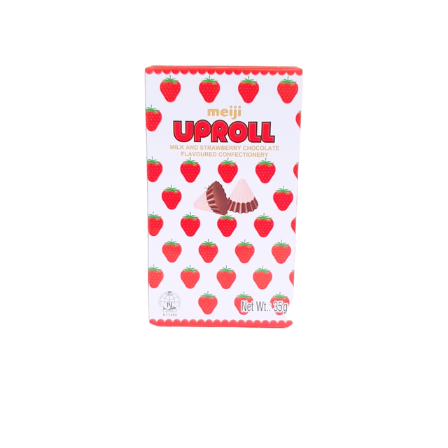 Meiji Uproll Milk &amp; Strawberry Chocolate 35g