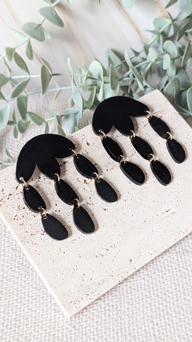 Boucles d&#039;oreilles noires mat en plexi