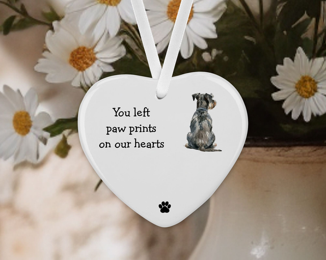 "Miniature Schnauzer"  Personalised Pet Memorial Ceramic Heart  