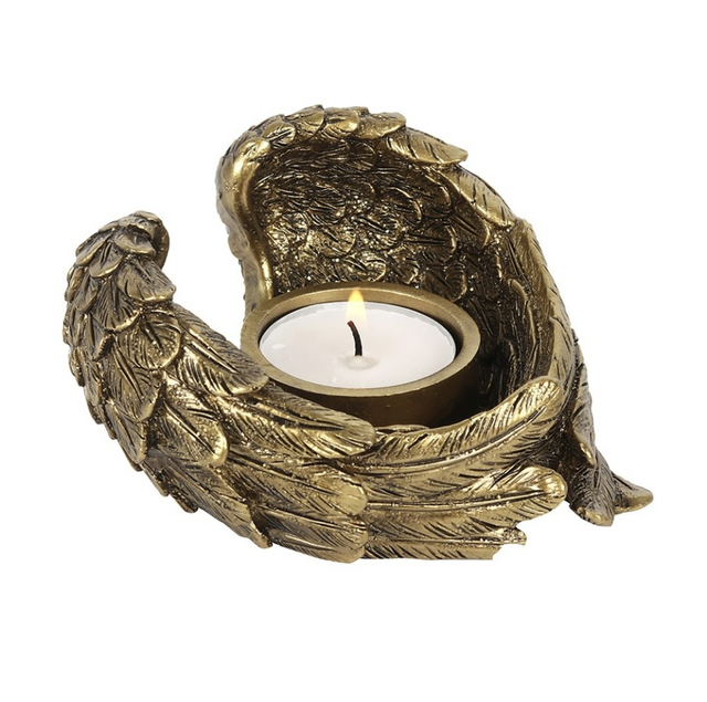 Angel Wings Gold Tealight Holder