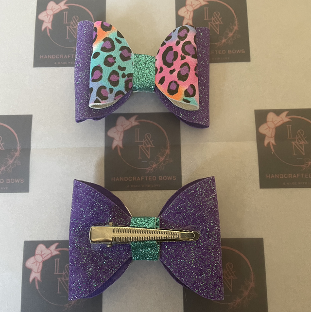 Bright Leopard Print with Purple Bow
