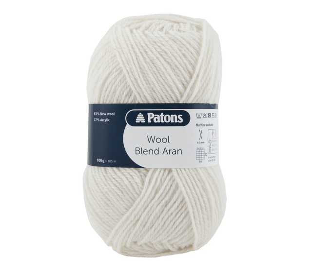 Knitting Yarn Wool Blend Aran 100g ball (Cream)