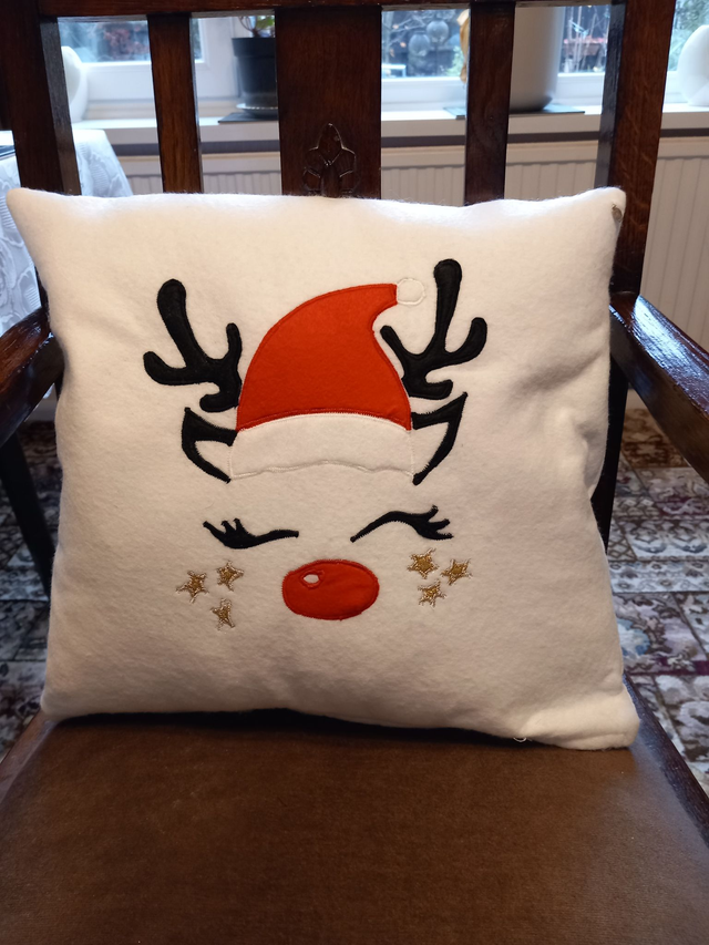 Christmas Reindeer with stars Cushion Cover
