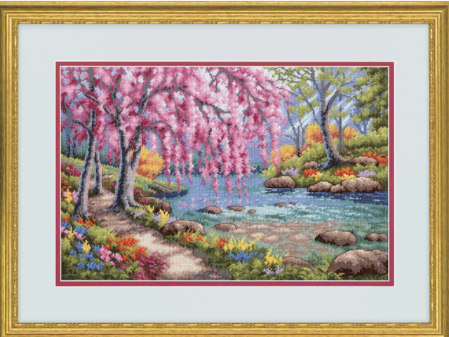 Counted Cross Stitch Kit: Cherry Blossom Creek by Dimensions