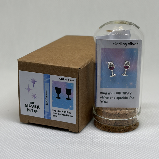 'Wine and Shine' Wine Glass Crystal Stud Earrings 