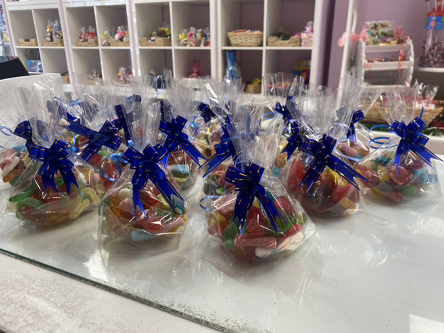 sweet bags blue bows 200g