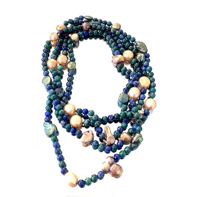 Collana lunga con diaspri e perle modello 0864