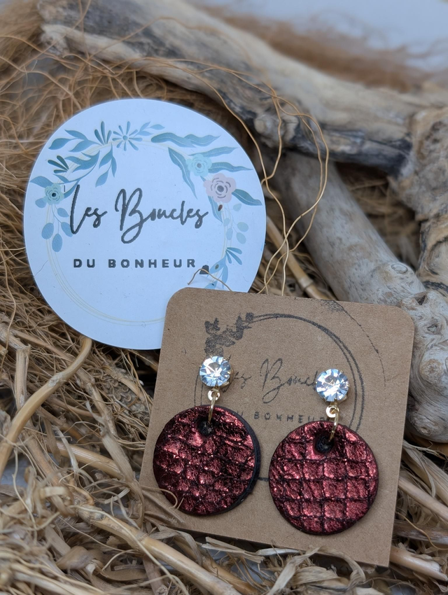 Boucles d&#039;oreilles Anti Gaspi bordeaux ag039