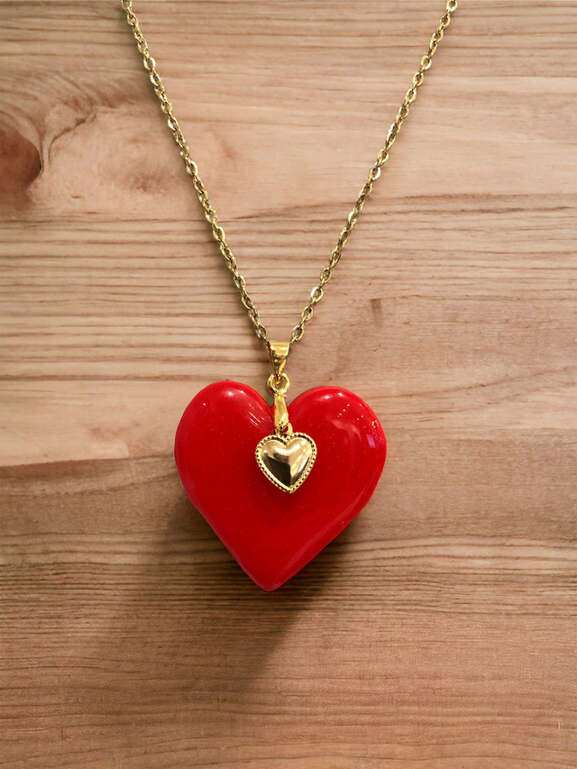 PENDENTIF GRAND COEUR ROUGE  