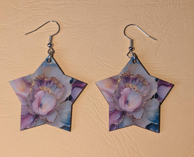 N°35 Boucles d'oreilles  étoile fantaisie hypoallergénique 