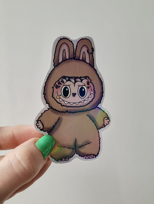 Labubu Sticker - Labubu Inspired Monster – Alt Fan Art Vinyl, Holographic Finish