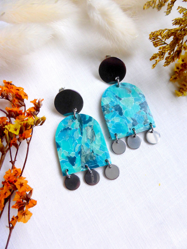 Boucles d&#039;oreilles arche - Océan de Mosaïque