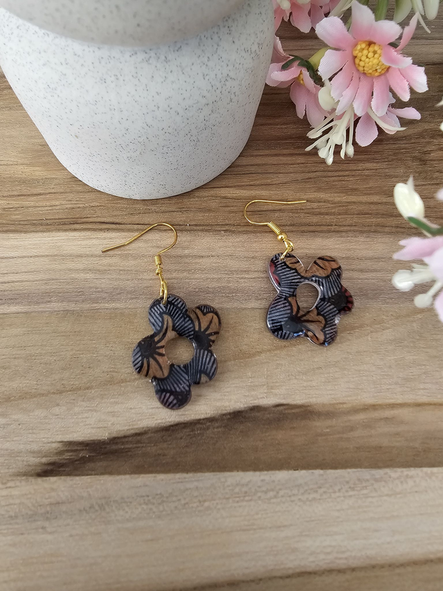 🗿ZOE-&quot;Éclat Wax Rouge&quot; – bijoux en Résine avec motif Africain🗿