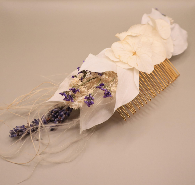 Peigne de MARIAGE en fleurs stabilisées "ANAÏS" - accessoire de la mariée