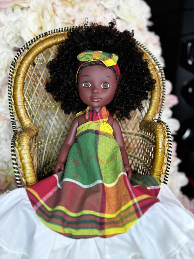 Poupée - Robe madras 100% Coton – Fait main