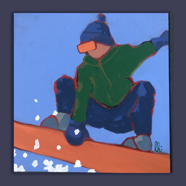 petit tableau skieur8 20X20 