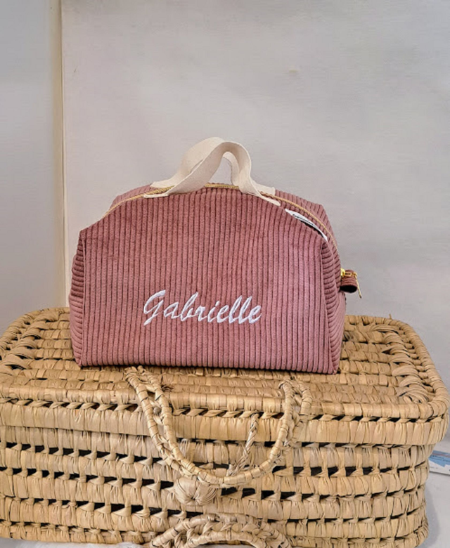 Trousse de toilette velours côtelé personnalisé/ trousse de toilette pour toute la famille