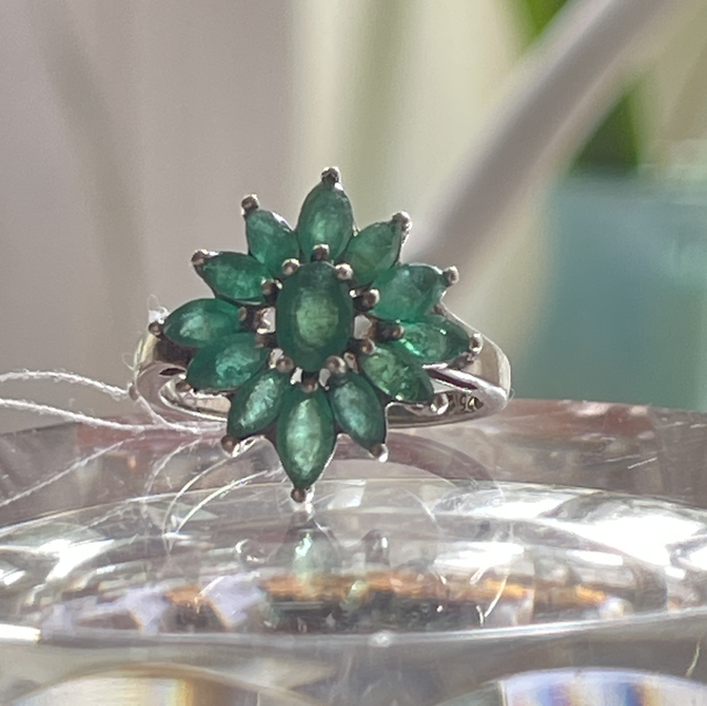 Smaragd Ring 835er Silber