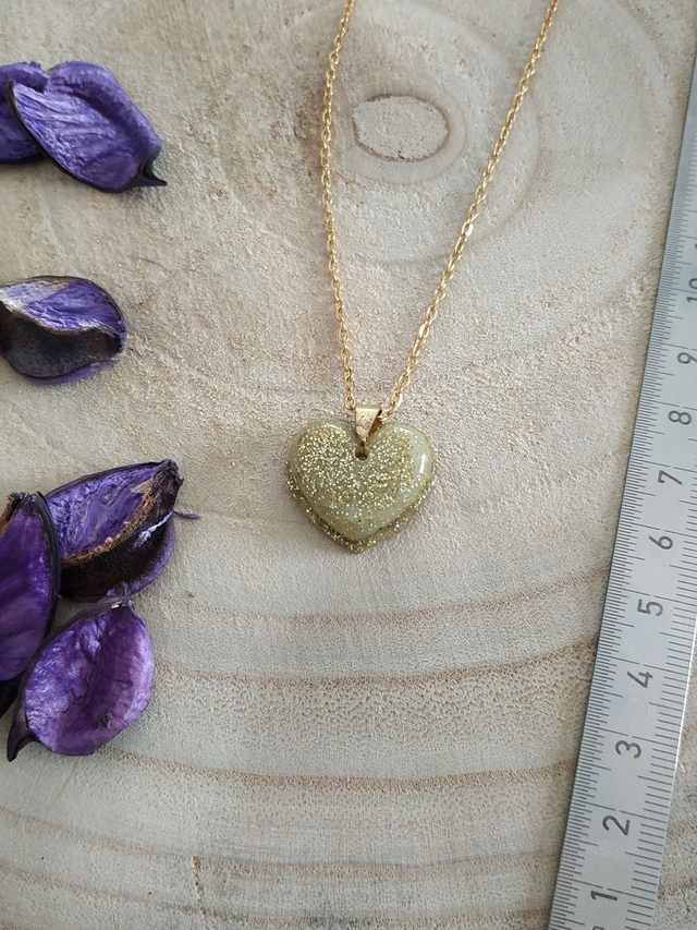 Collier cœur or pailleté