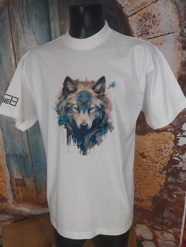 T-SHIRT BLANC HOMME (H21) LOUP