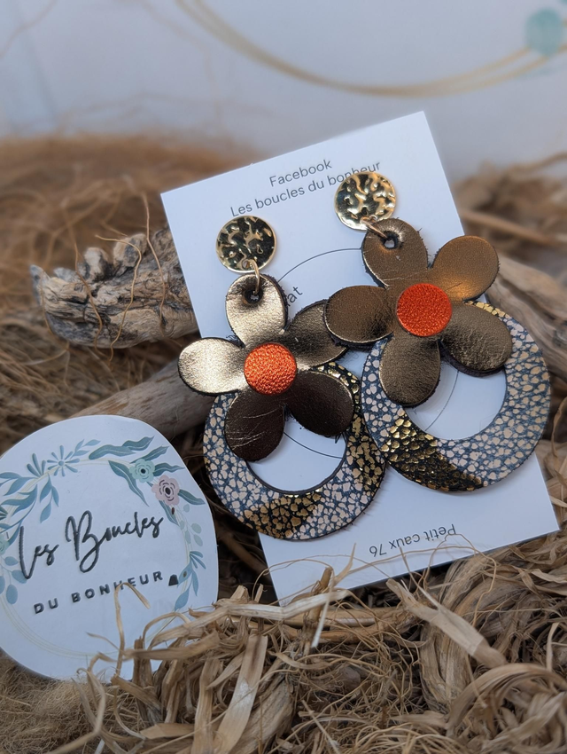Boucles d'oreilles baby Marguerite bronze terracotta li011