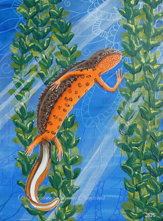 Lovely Original Fine Art Painting, from my "Cool Earth" collection, "Flash in the Water"