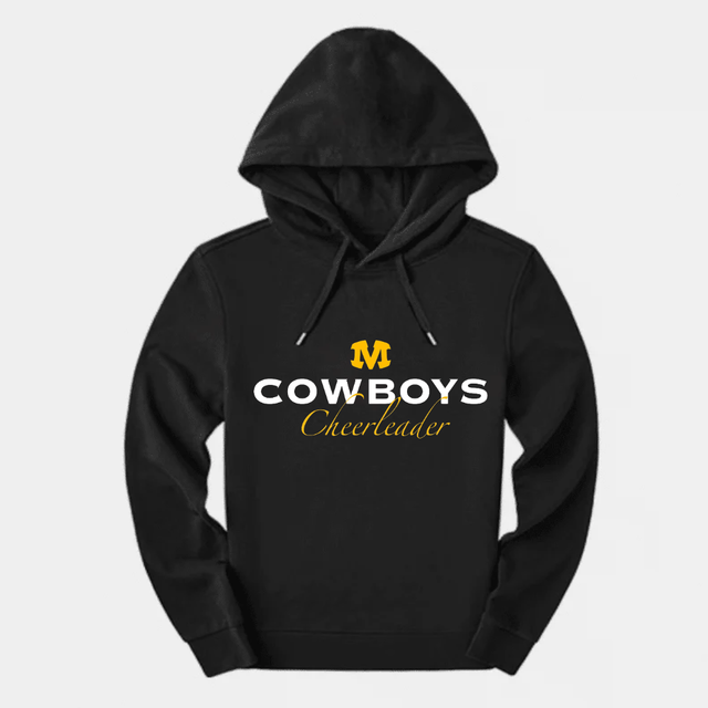Munich Cowboys Cheerleader Hoodie – Schwarz mit Front-Beflockung
