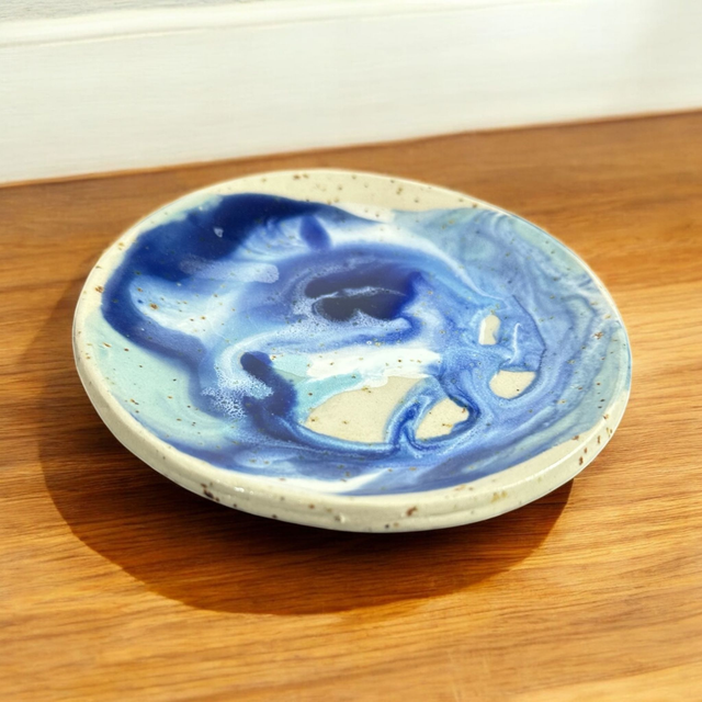 Seifenschale ohne Löcher - kleiner Teller - blau