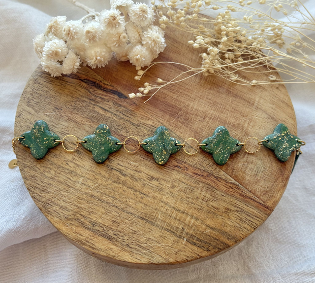 Bracelet trèfles - vert émeraude