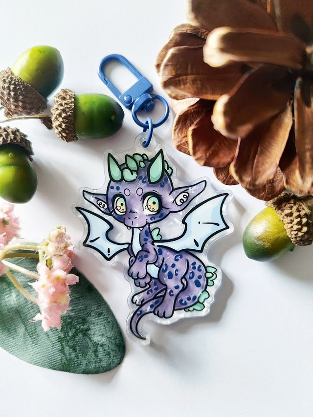 Shimmery Purple Dragon Keychain