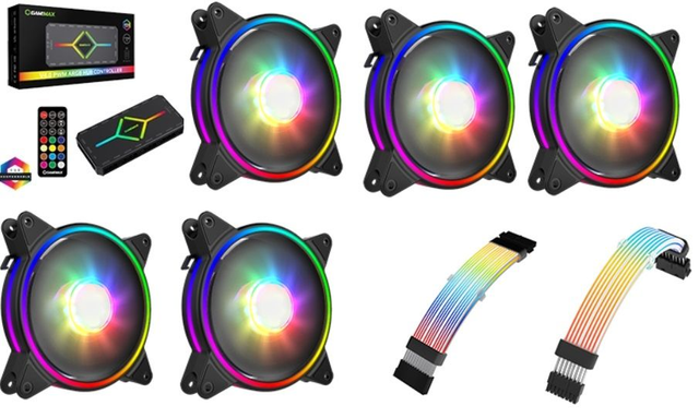 Elite RGB Kit - RGB Hub, 5 x Razor Extreme Fans, 24Pin ATX &amp; 2 x 8Pin GPU ARGB Extensions  