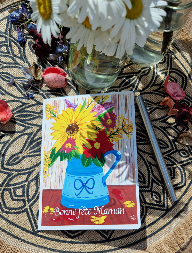 -Carte Tendresse fleuri- (avec enveloppe)