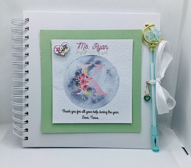 Personalised initial’s scrapbook photo album  and frame set with FREE pen and pendant. 