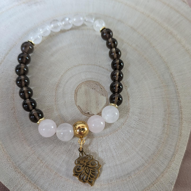 Bracelet Quartz rose 🩷 et fumé 🤎